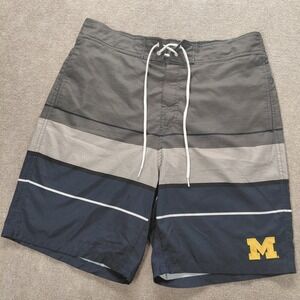 GIII Carl Banks Mens MICHIGAN WOLVERINES Swim Shorts Trunks XXL Gray Navy Blue